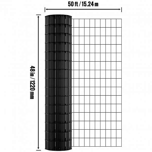 TEMU Kovové pletivo, 48'' x 50' role pozinkovaného drátěného pletiva, 16 Gauge role drátěného pletiva na kurník, kovové pletivo s vinylovým povlakem