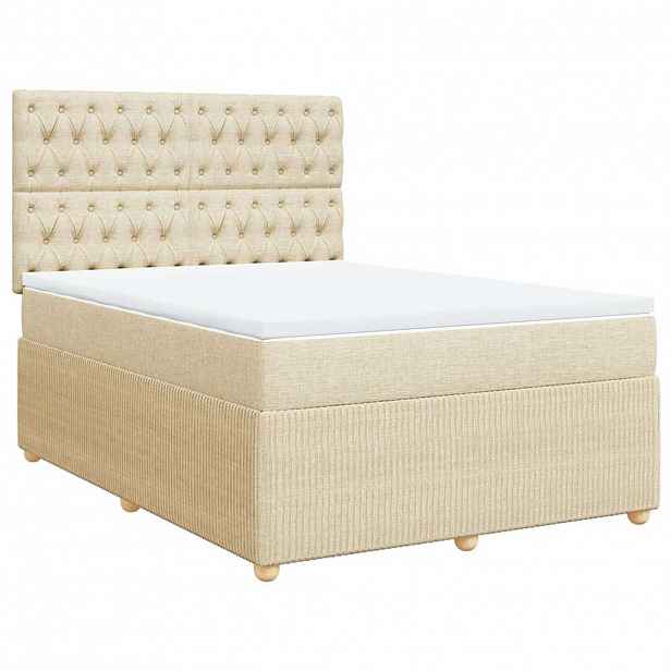 vidaXL Box spring postel s matrací krémová 140x200 cm textil