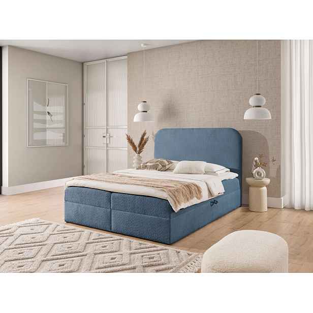 Manželská kontinentální postel 200x220 GADALUPA - modrá + topper