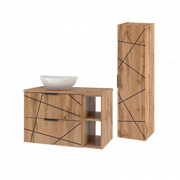 Petits-meubles KOUPELNOVÝ NÁBYTEK 80.6cm Teren 2er-Set Dřevo