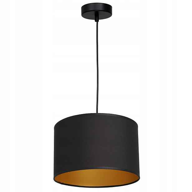 Luminex Závěsná lampa Arden Černá/Zlatá Ø25 cm E27 15W Látka