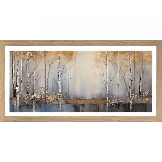 Rámovaný obraz Břízy 49x23 cm, buk