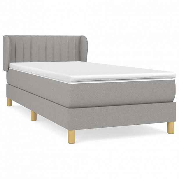 vidaXL Box spring postel s matrací světle šedá 90x190 cm textil