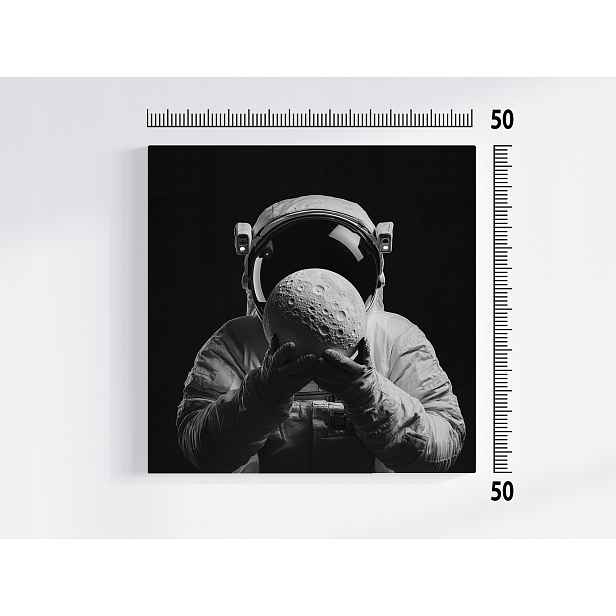 Obraz Na Plátně Canvas Portrét Astronauta Měsíc Vesmír B&w Věda 50x50