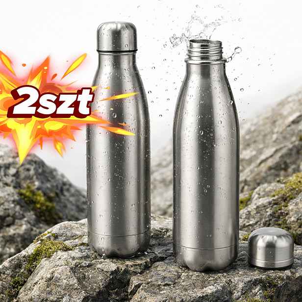 TEMU Kuketo - Sada 2X Termoska 500 ml Nerezová ocel Termoska na vodu, kávu, čaj, Termohrnek Nerezová ocel Vakuová izolace Udrží teplo Chlad Pevný