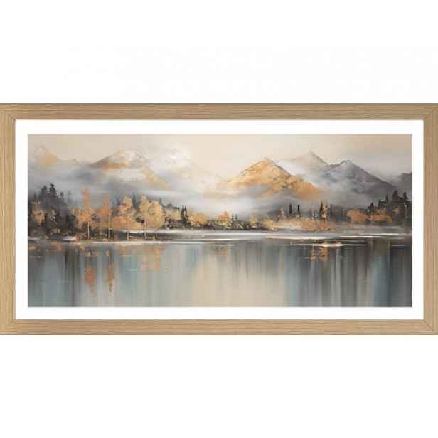 Rámovaný obraz Horská krajina 49x23 cm, efekt ruční malby