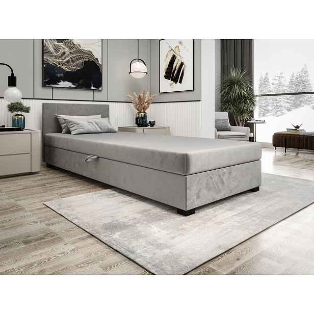 Čalouněná jednolůžková postel 90x195 ARIADNA 1 - světle šedá