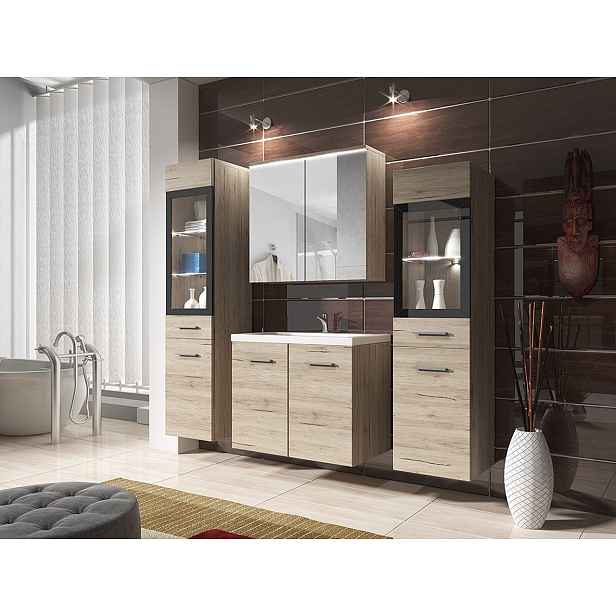 Koupelnová sestava YUKO 2 - dub san remo + baterie Economico ZDARMA