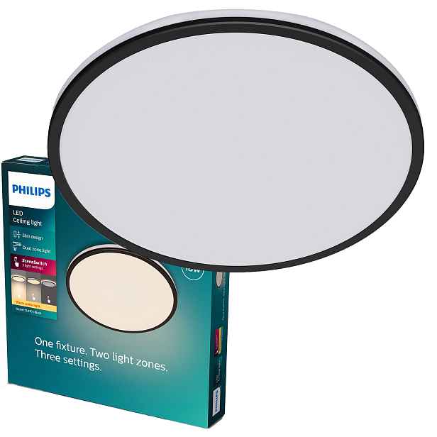 Stropní Svítidlo Stropní Svítidlo Led 18W 1800lm 2700K SceneSwitch Černá Philips