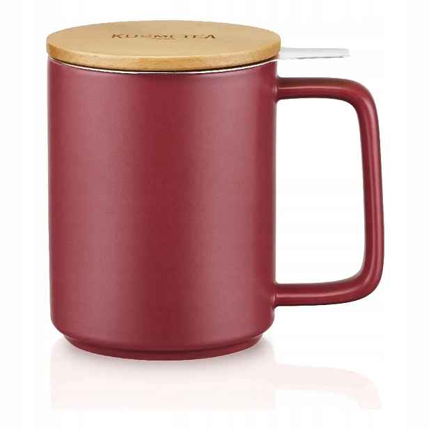 Kusmi Tea Porcelánový hrnek se sítkem, 480 ml, vínově červená