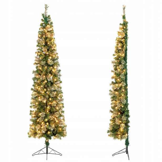 Umělý vánoční stromeček ve tvaru půlměsíce s Led osvětlením Costway 210 cm