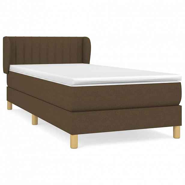 vidaXL Box spring postel s matrací tmavě hnědá 90x190 cm textil