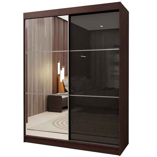 MASSENO ŠATNÍ SKŘÍŇ S POSUVNÝMI DVEŘMI VITALE, 150/216/61 cm 2dveřová se zrcadlem, dekor wenge