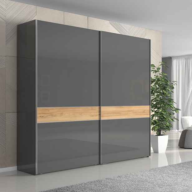 Skříň ONYX - PK231/ON antracit lesk/ořech pacific lesk