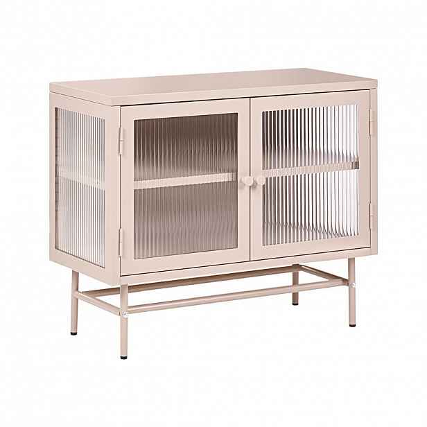 Beliani SIDEBOARD se skleněnými dveřmi Kov 77 cm Béžový Devon