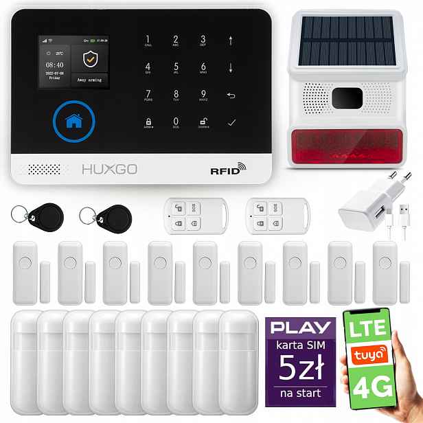 Bezdrátový alarm WiFi+ Gsm 4G, Tuya alarmová sada Huxgo HXA003 R9D9BS