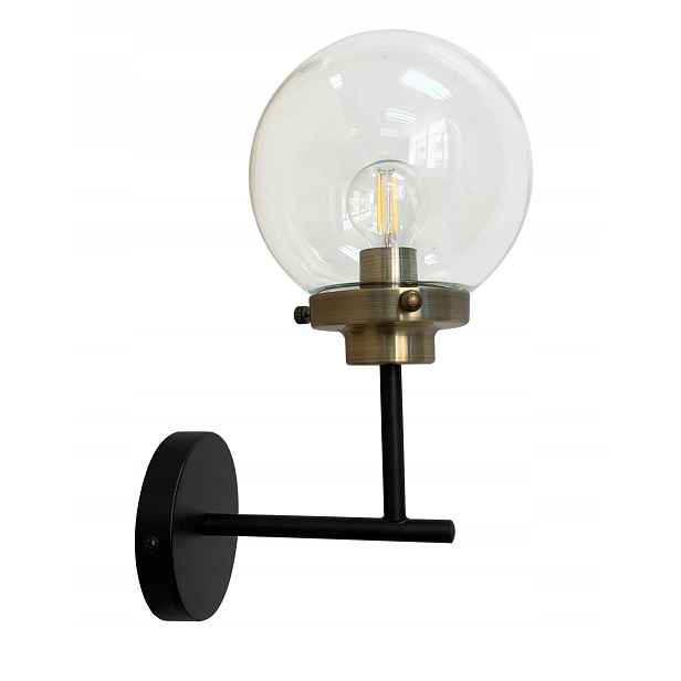 Candellux Lens nástěnná lampa industriální skleněná koule černo-patinová 1xE14