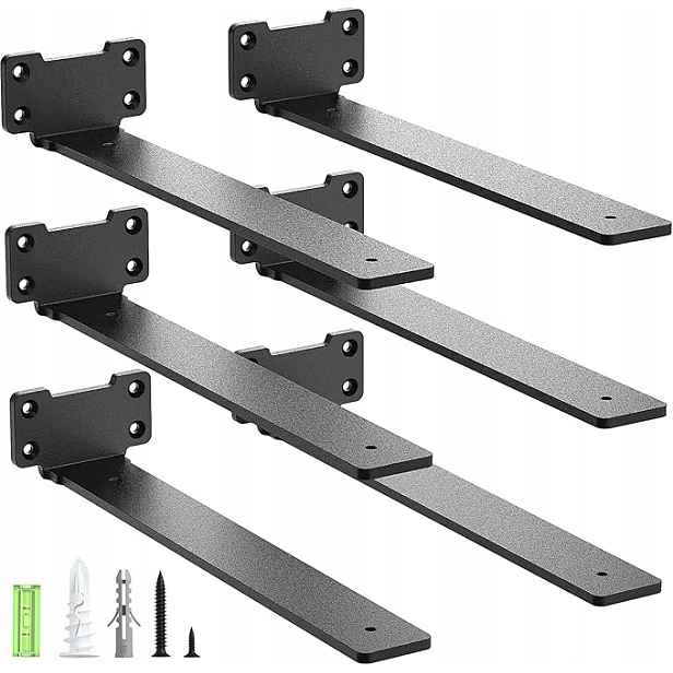 Držáky Na Polic Držáky Regálů Vruty Set x6 Černé 30CM