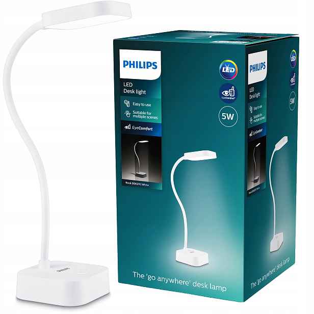 Led stolní lampička na stůl Noční Školní pro čtení Usb Rock Philips