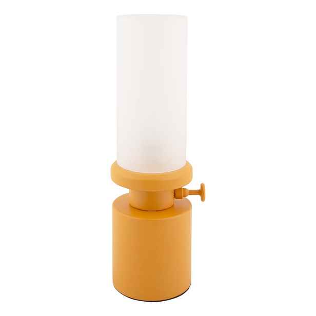 Okrově žlutá LED stmívatelná stolní lampa s kovovým stínidlem/se skleněným stínidlem (výška 29,5 cm) Camp – Leitmotiv