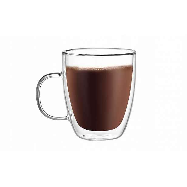 Termo sklenice na kávu, čaj s uchem, CnGlass dvojsklo 500 ml