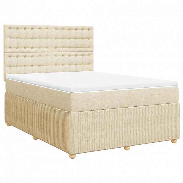 vidaXL Box spring postel s matrací krémová 140x200 cm textil