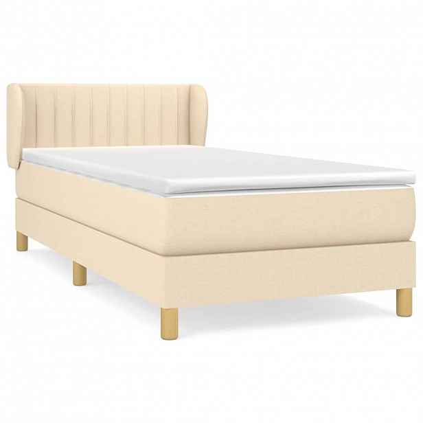 vidaXL Box spring postel s matrací krémová 90x190 cm textil