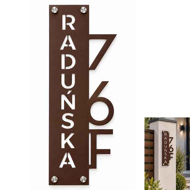 Adresní štítek Číslo domu Ulice Metalová Hnědá Ral 8017
