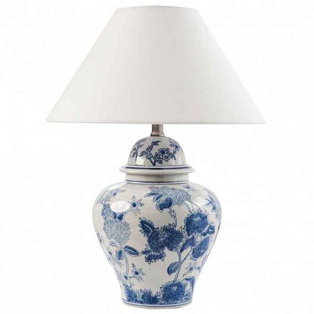 Beliani STOLNÍ LAMPA Porcelán Bílá / Modrá Sorraia