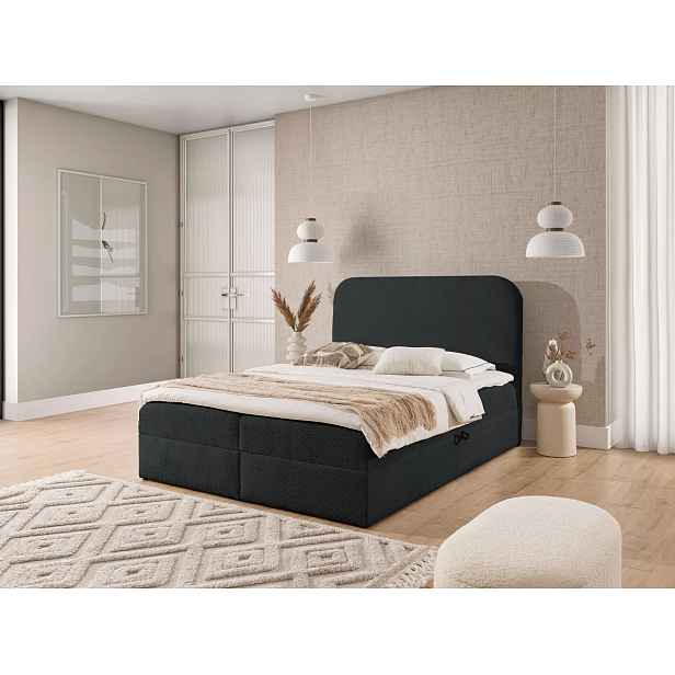 Manželská kontinentální postel 200x220 GADALUPA - černá + topper