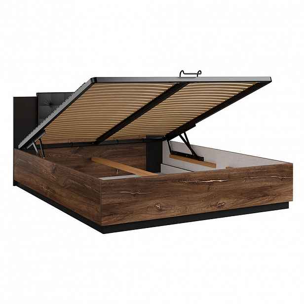 Petits-meubles BOXSPRING POSTEL 160/200 Alec Tmavé dřevo a černá