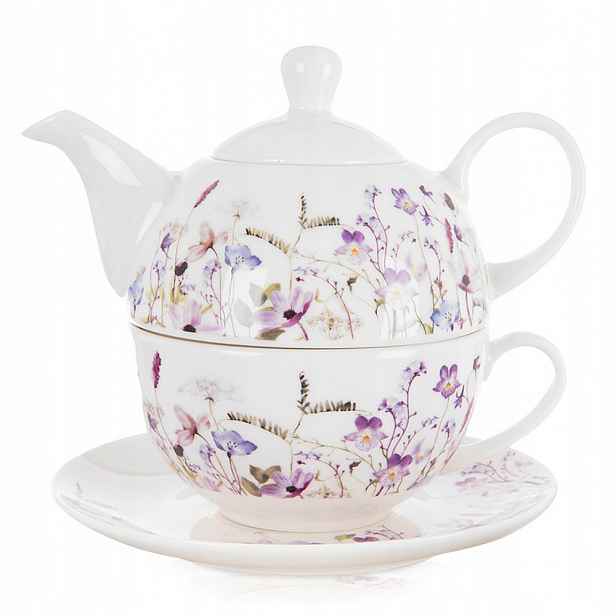 Porcelánový Hrnek S Šálkem Na Čaj, Květy, Louka, 3 El.