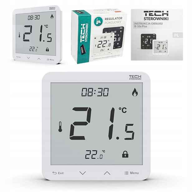 Regulátor Pokojový Termostat Drátový Tech R-10S Plus Bílý