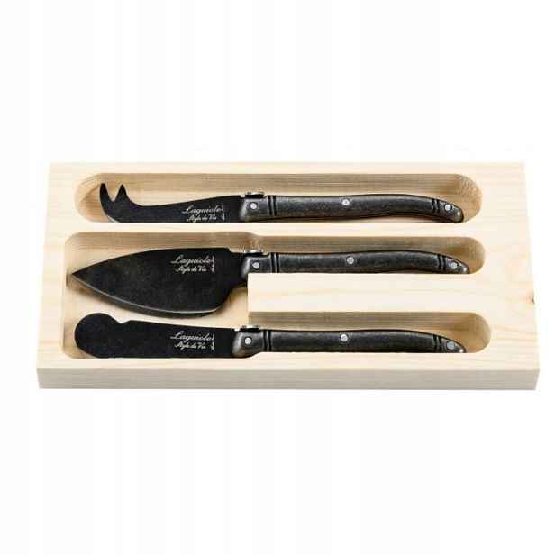 Laguiole Sýrové nože Premium Line Black Stonewash, sada 3 ks, nerez