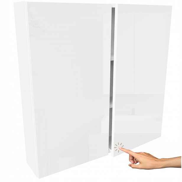 Závěsná koupelnová skříňka Lesk bílá dvoudveřová 80x78x17 na kosmetiku