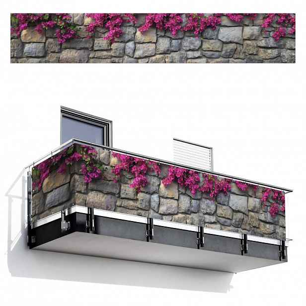 MuchoWow BALKONOVÁ ZÁSTĚNA Bougainvillea - Kamenná zeď - růžová 500x85 cm