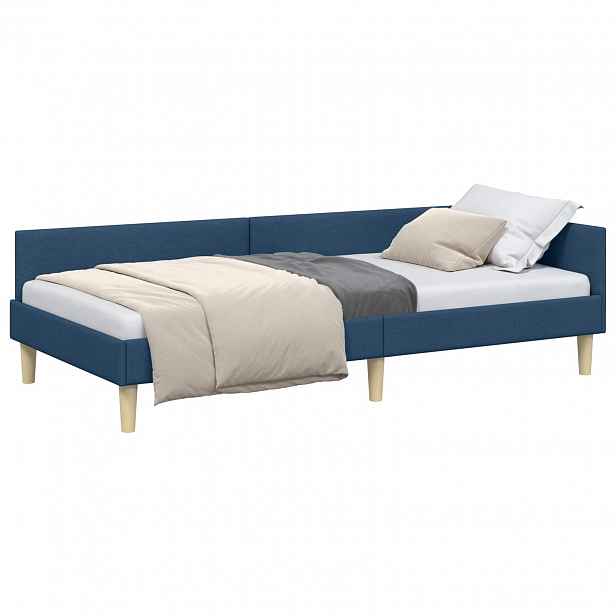 vidaXL Rohový rám postele Modrá 90 x 190 cm textil