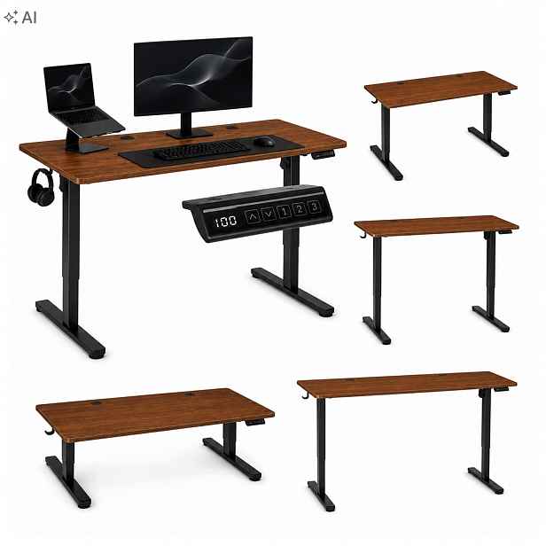 Elektrický psací stůl 120 x 60 cm s nastavitelnou výškou 72-118 cm Tmavý dub