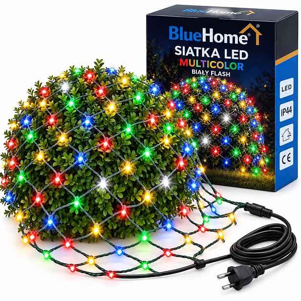 Světelná Síť 188 Led 2,2 ×1,5 M Vícebarevná Studená Bílá Flash