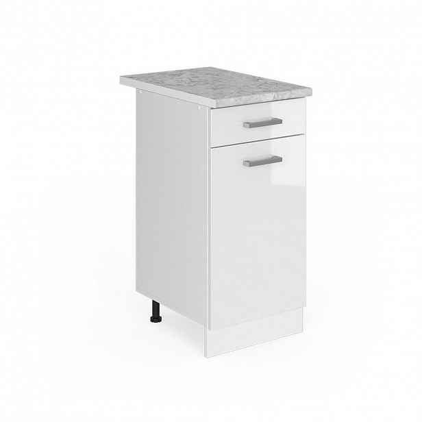 Vicco UNIVERZÁLNÍ ZÁKLADNÍ JEDNOTKA R-Line Bílá vysoký lesk 40 cm se zásuvkou, s pracovní deskou