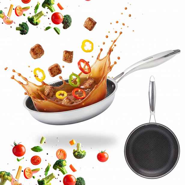 Pánev 24 cm Honeycomb Non-Stick 3-vrstvá ocel 304 Indukce Pfoa Free”