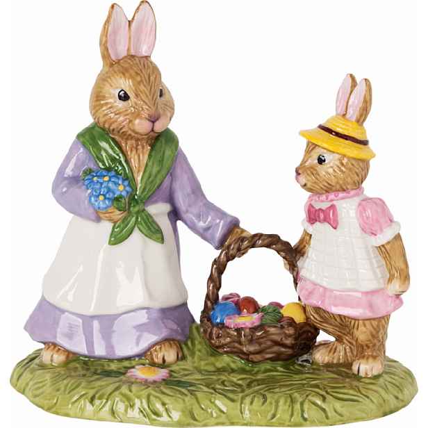Villeroy & Boch Bunny Tales velikonoční dekorace, zajíčci s košíčkem