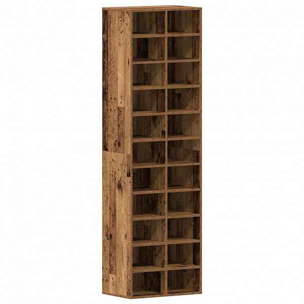 vidaXL Botník Old Wood 54x34x183 cm Dřevěné konstrukce