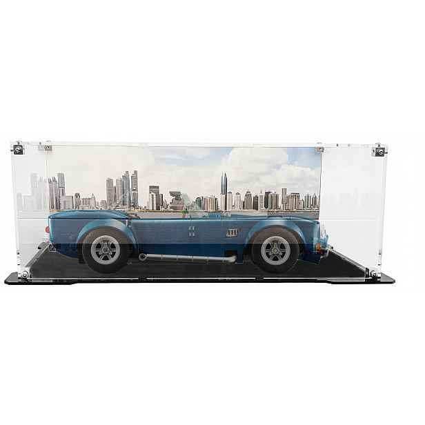 Vitrína s černou základnou a pozadím pro sadu Lego 10357 Shelby Cobra 427 S/c