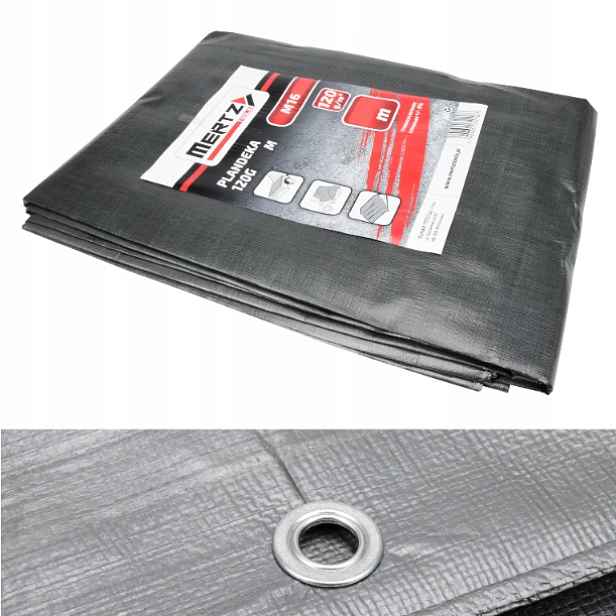 Plachta Mertz vodotěsná, vyztužená plachta 120g/m2 8x10M stříbrná M1652