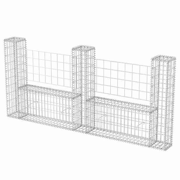 vidaXL Gabionový koš ve tvaru U pozinkovaná ocel 240 x 20 x 100 cm