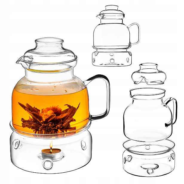 Žáruvzdorný Skleněný Džbán S Ohřívačem Čaje Na Bylinky 1,5L 1500 ml