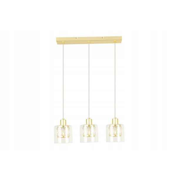 Závěsná lampa glamour trojitá zlatá skleněná stínítka lišta 47 cm Reality