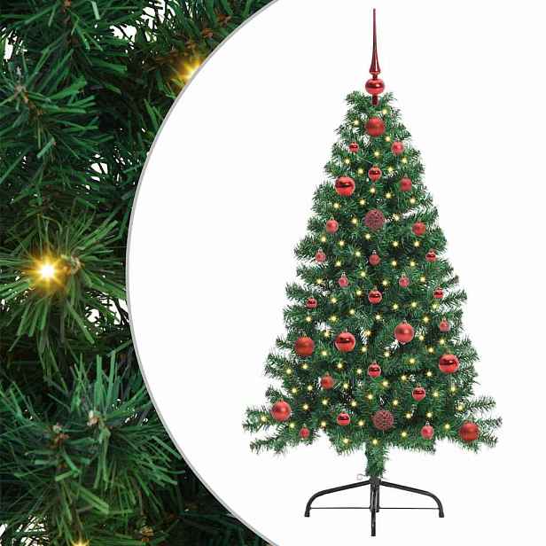 vidaXL Umělý osvětlený vánoční stromeček Zelená 120 cm PVC