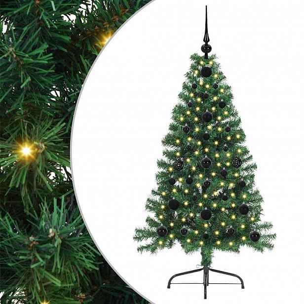 vidaXL Umělý osvětlený vánoční stromeček Zelená 120 cm PVC